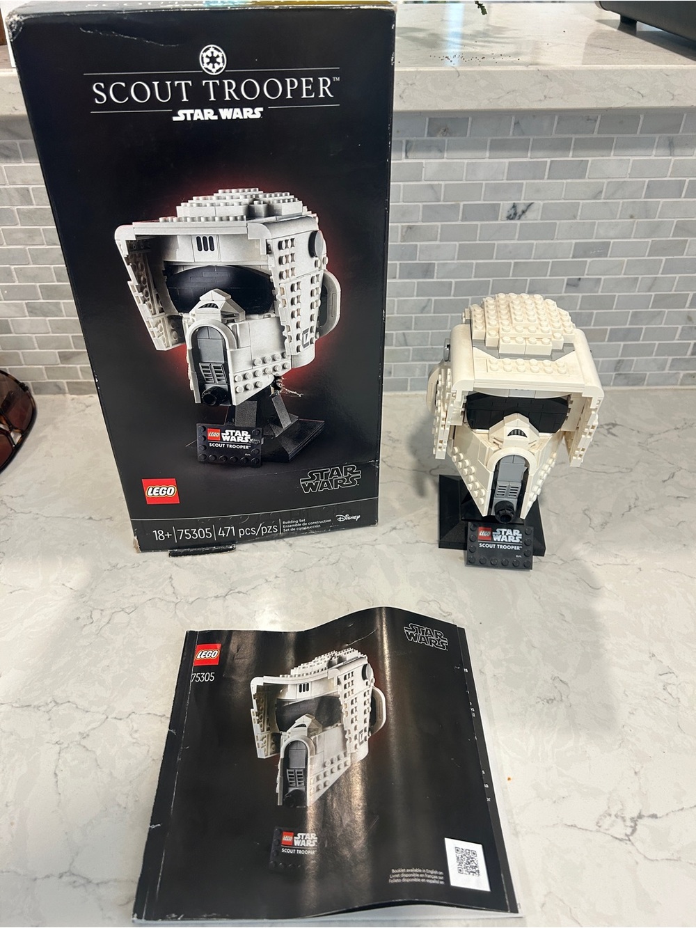 Lego White Scout Trooper Helmet Display